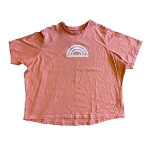 Columbia Womens Rainbow Logo Graphic T-Shirt Coral Peach Orange Short Sleeve 2X